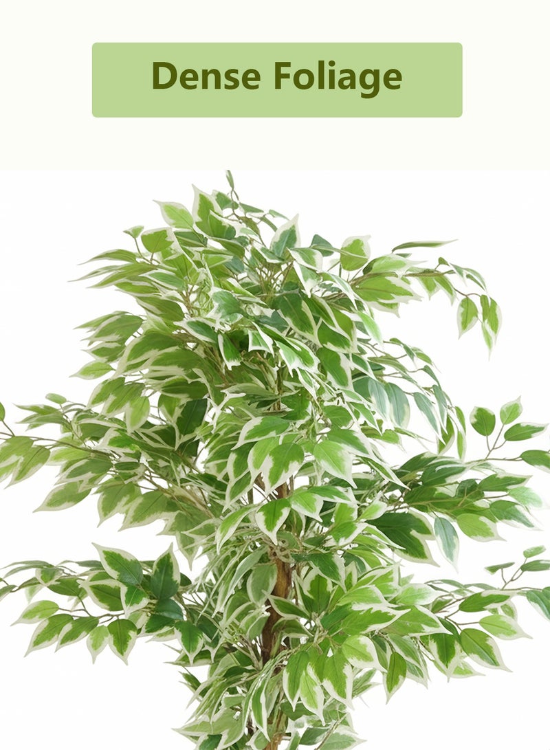 شاربدو شجرة فيكس صناعية متنوعة الألوان بطول 150 سم، نبات فيكس صناعي نابض بالحياة بجذع خشبي طبيعي، نبات أرضي صناعي سهل العناية لتزيين زاوية غرفة المعيشة أو المكتب المنزلي، مزروع في أصيص - Image 5